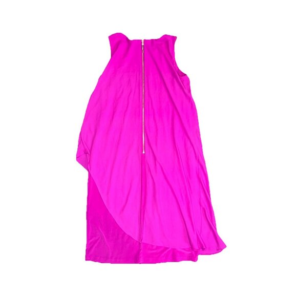 JOSEPH RIBKOFF Hot Pink Dress Cape Overlay Asymmetrical Career Business Lux 8 - Picture 2 of 7
